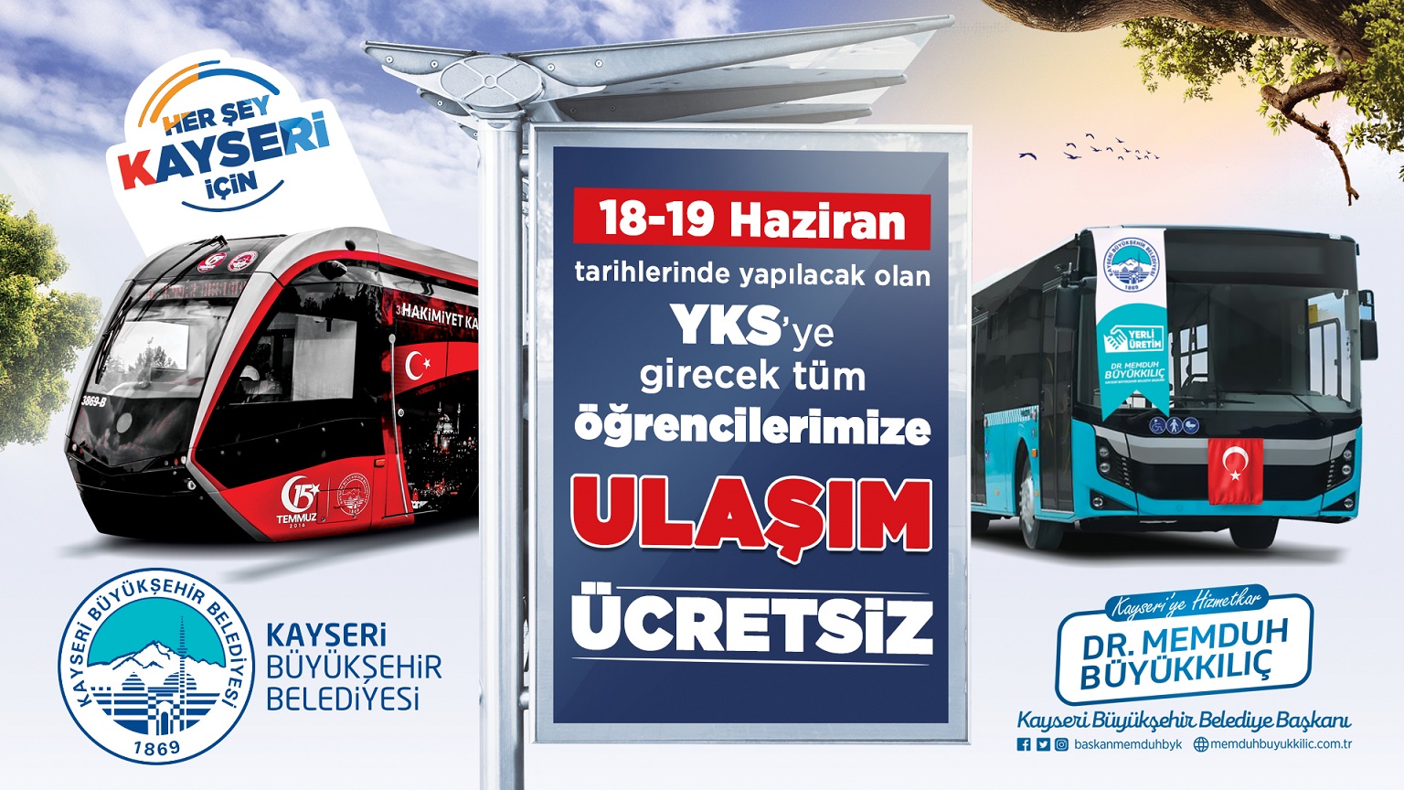Başkan Büyükkılıç’tan YKS Öğrencilerine Ücretsiz Ulaşım Desteği