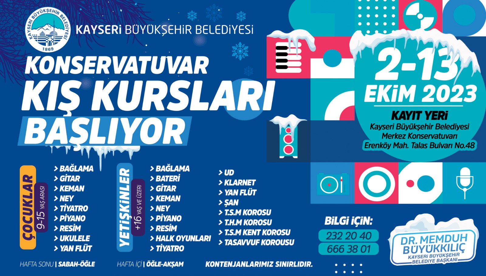 Büyükşehir, Konservatuvar Kış Kursları Kayıtlarını Almaya Başlıyor