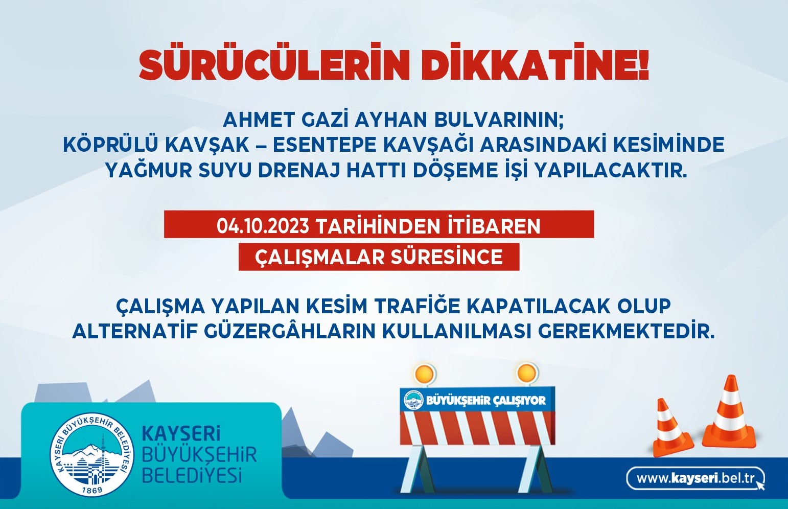 Büyükşehir’den 10 Milyon TL’lik Yağmur Suyu Drenaj Hattı