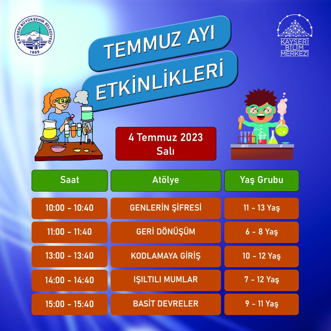 Kayseri Bilim Merkezi’nde Temmuz Ayı Etkinlikleri