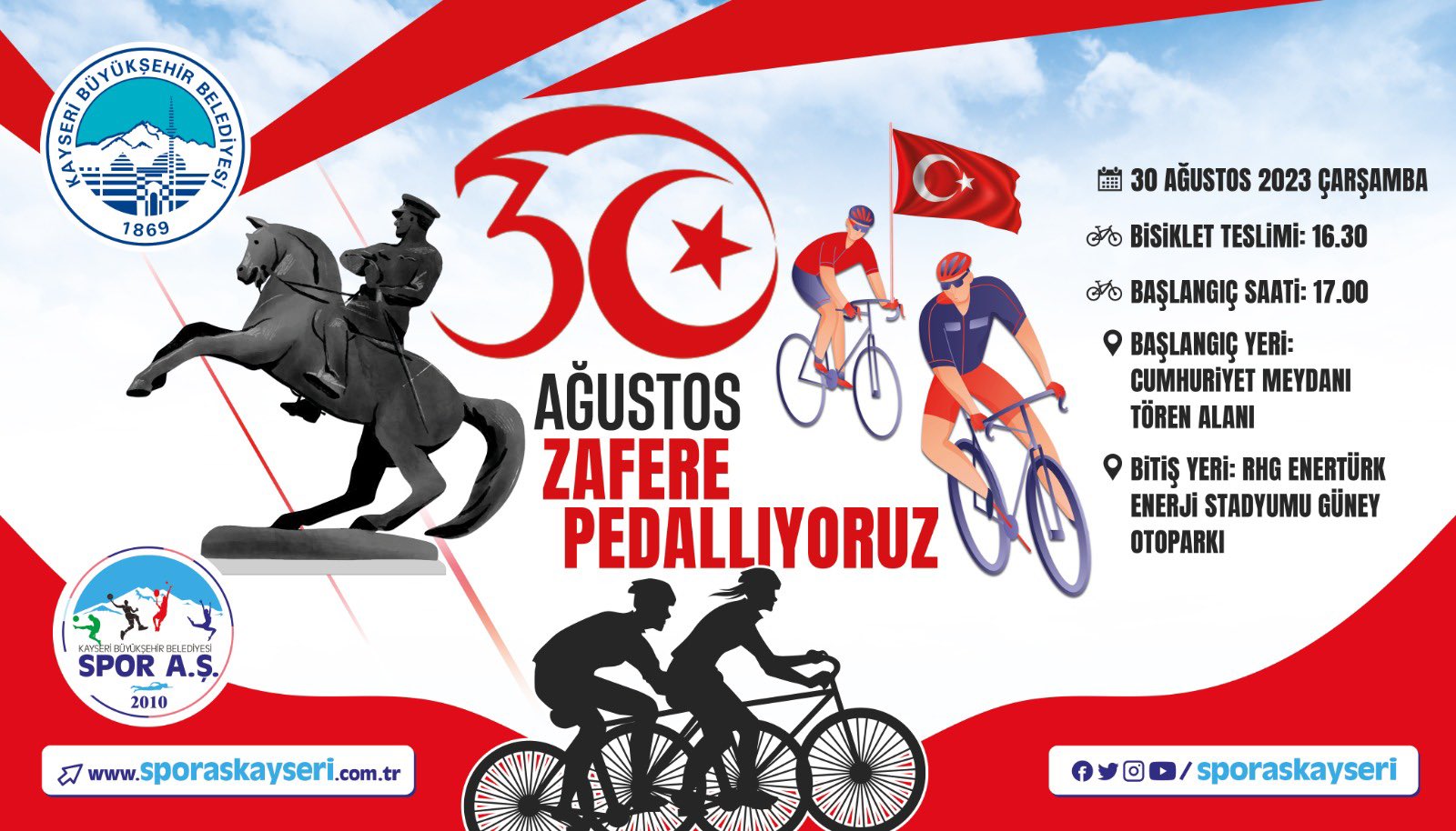 Büyükşehir'den 30 Ağustos İçin ‘Zafere Pedallıyoruz’ Etkinliği