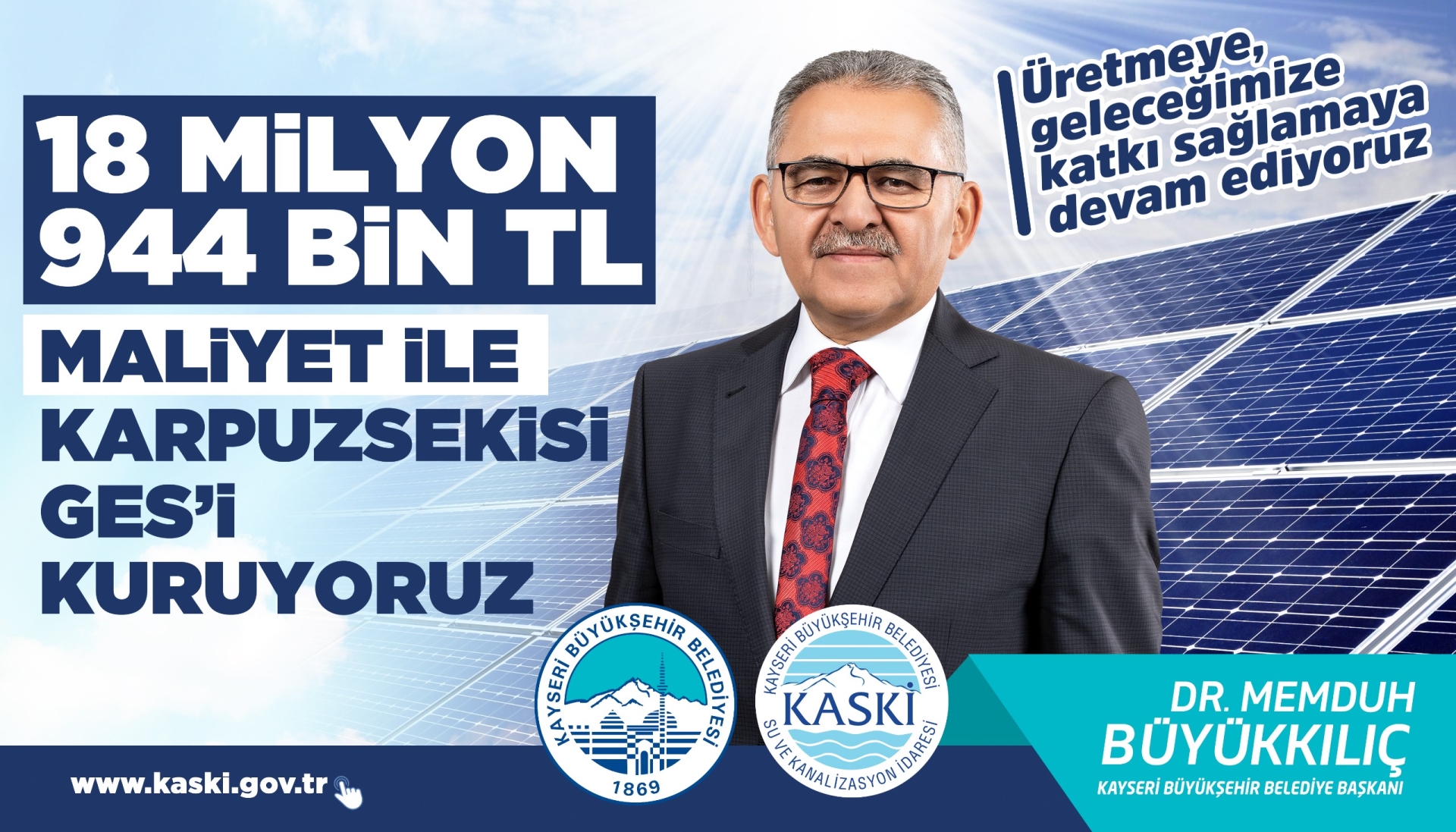Başkan Büyükkılıç: “KASKİ’mizin 18 Milyon 944 Bin TL’lik GES Yatırımı Yıl Sonuna Hazır”