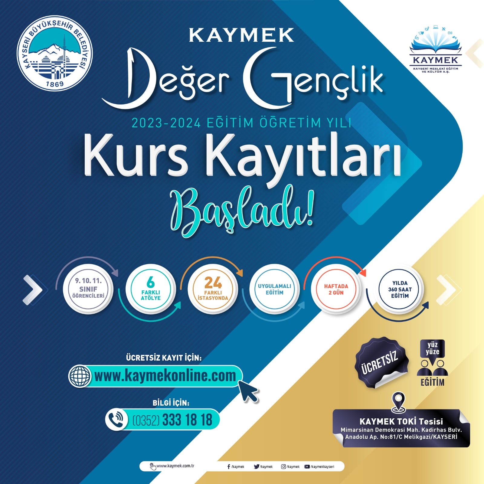 Büyükşehir’in Ödüllü Değer Gençlik Projesi'nde Kurs Kayıtları Devam Ediyor