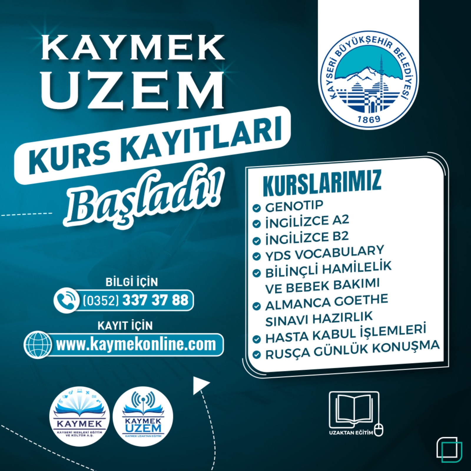 Büyükşehir’in Uzaktan Eğitim Merkezi Kurs Kayıtları Başladı