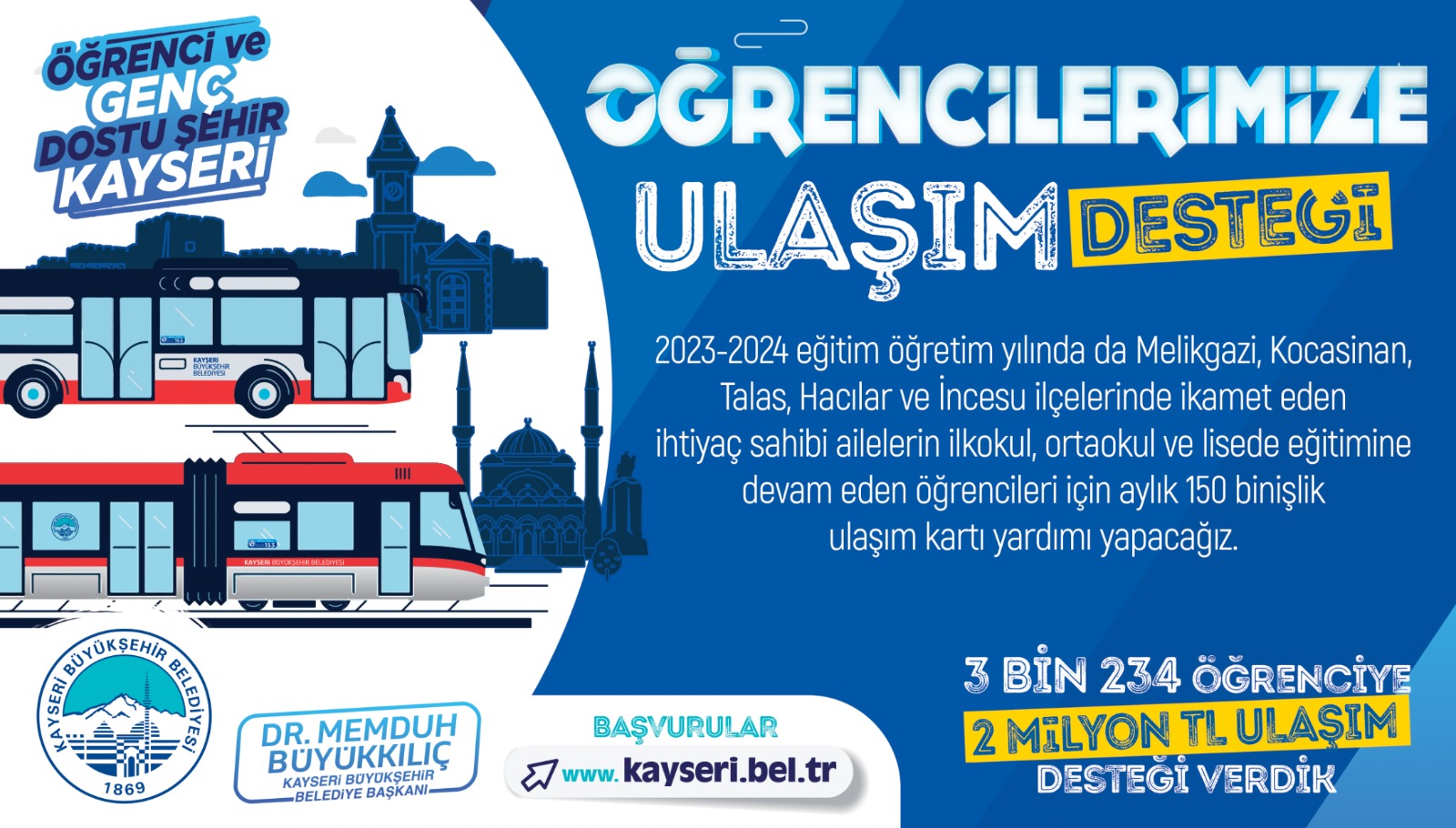 Öğrenci Dostu Başkan Büyükkılıç’tan Bir Destek Daha