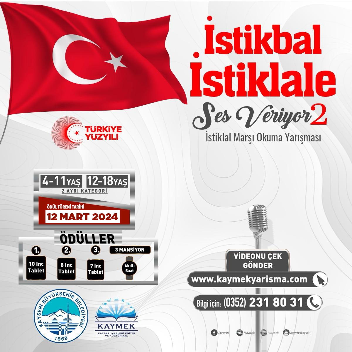 Büyükşehir KAYMEK’in İstiklal Marşı Okuma Yarışması Ödül Töreni İçin Geri Sayım Başladı