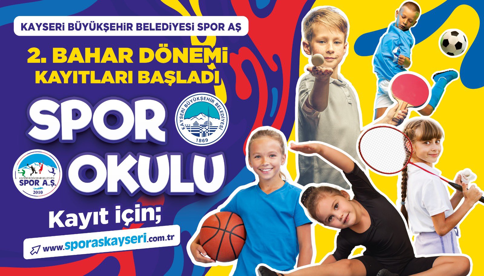 Avrupa Spor Şehri Kayseri’de Spor A.Ş. 2’nci Bahar Dönemi Spor Okulları Kayıtları Başladı