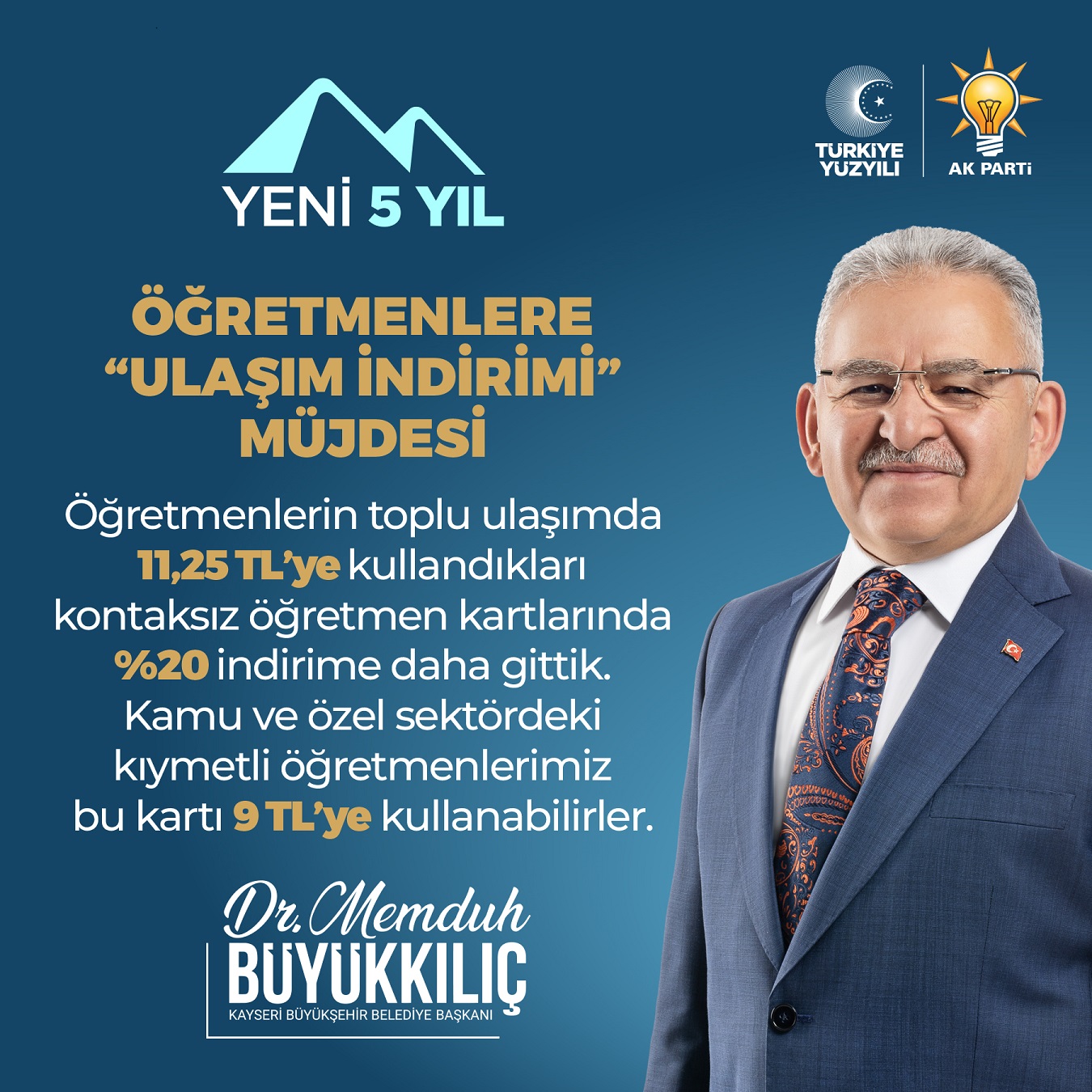 Başkan Büyükkılıç’tan Öğretmenlere “Ulaşım İndirimi” Müjdesi