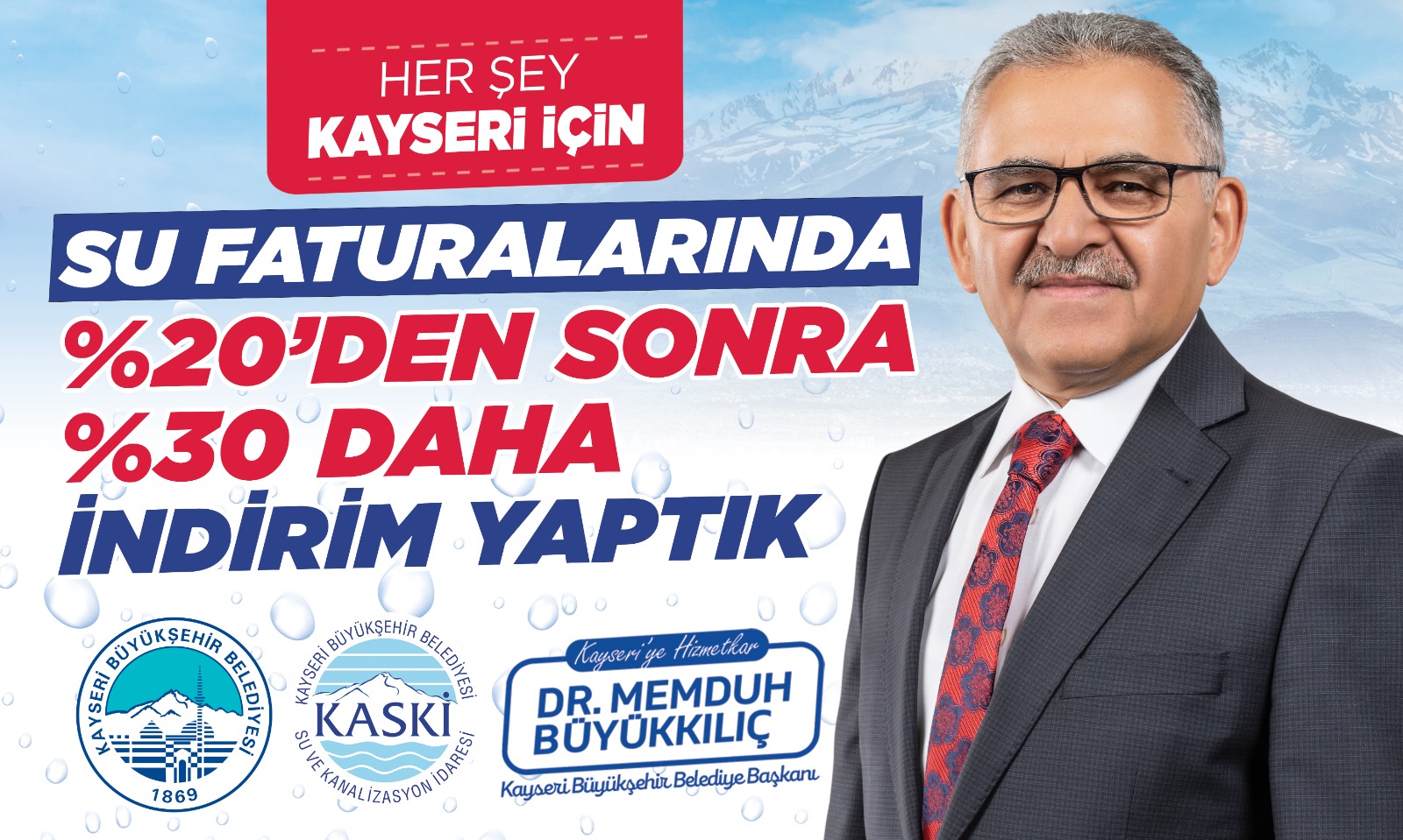 Büyükşehir'in İndirimi ile Kayseri, En Ucuz Su Kullanan 2'nci Şehir Oldu