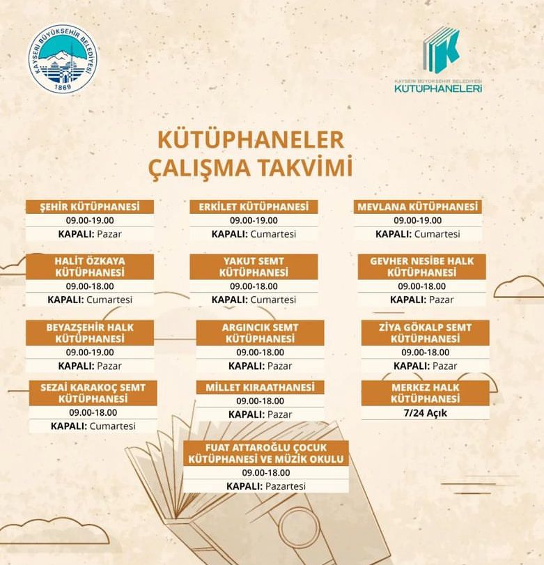 Büyükşehir Kütüphanelerinde Çalışma Takvimi Güncellemesi Yapıldı