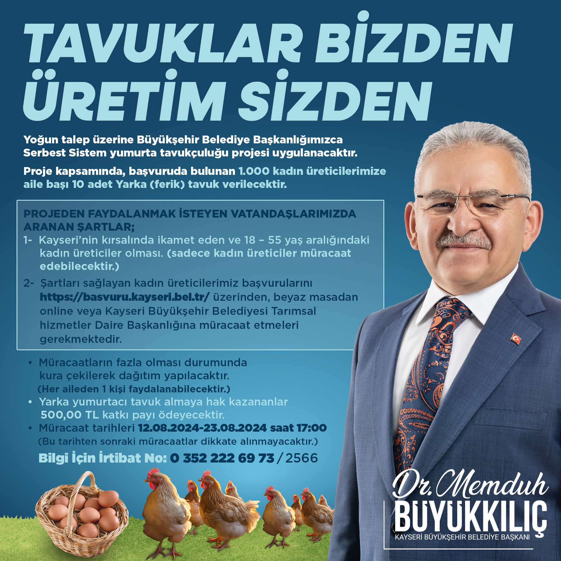 Büyükşehir’den ‘Tavuklar Bizden Üretim Sizden’ Kampanyası