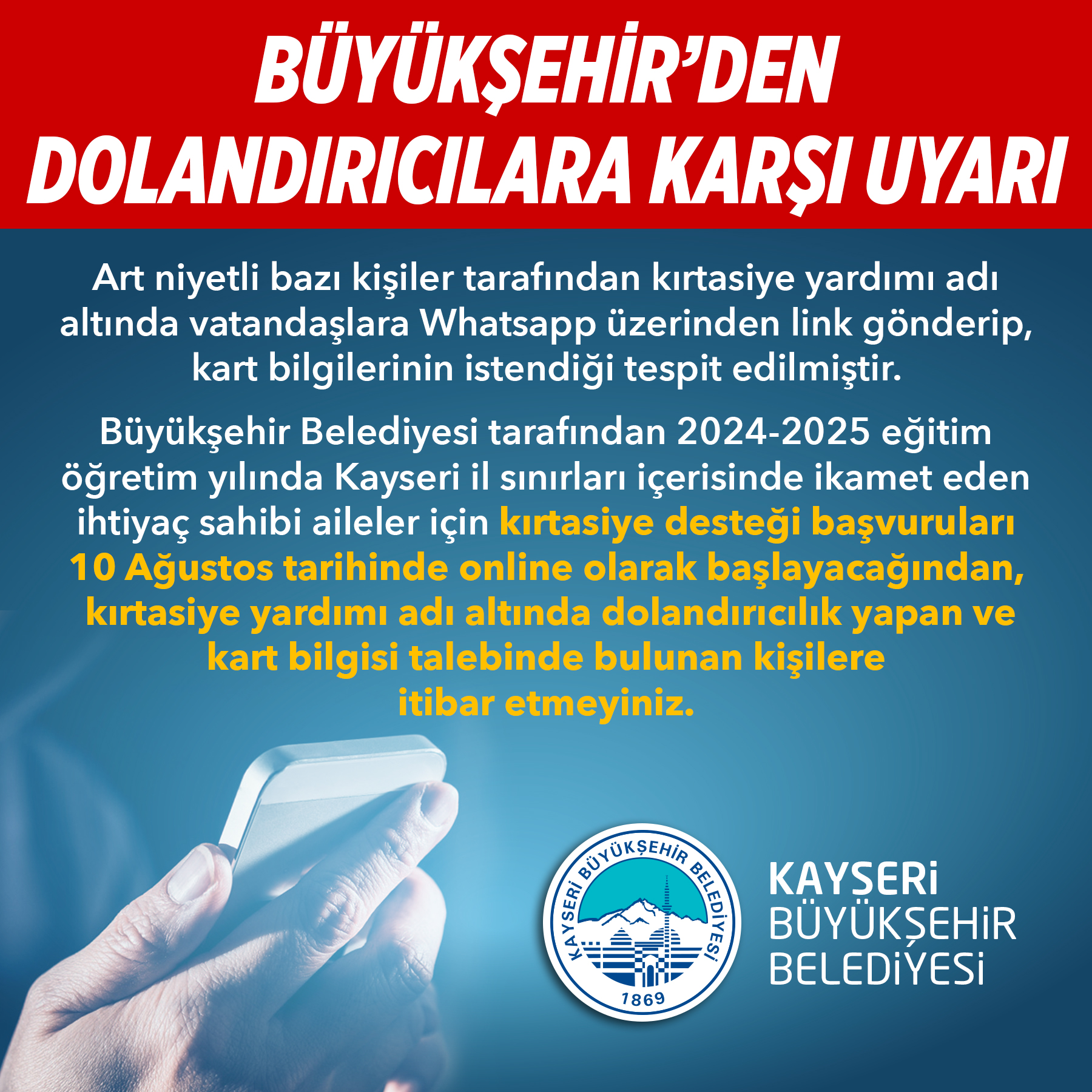 Büyükşehir’den “Dolandırıcılık” Uyarısı