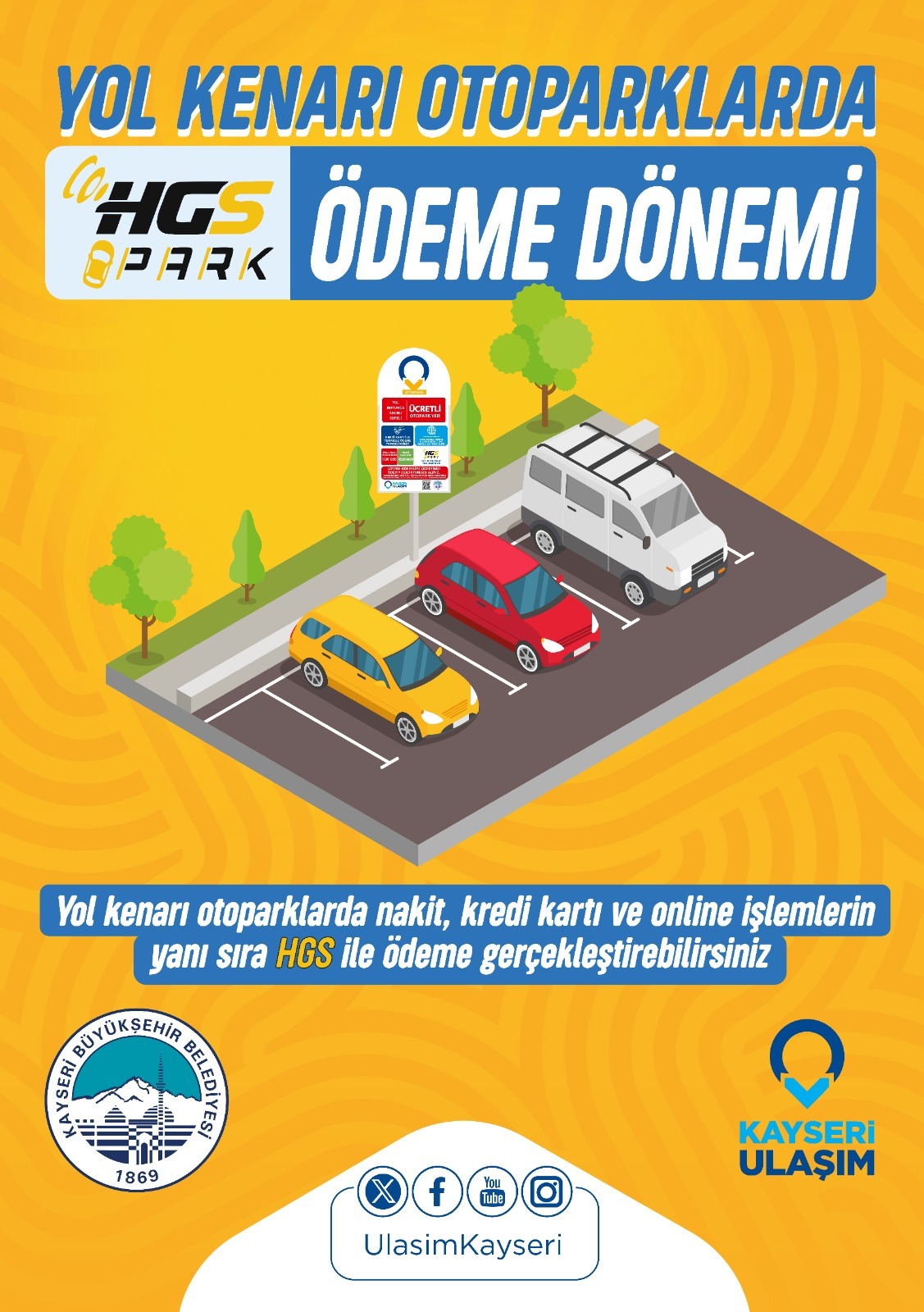 Kayseri’de Yol Kenarı Otoparklarda HGS ile Ödeme Dönemi