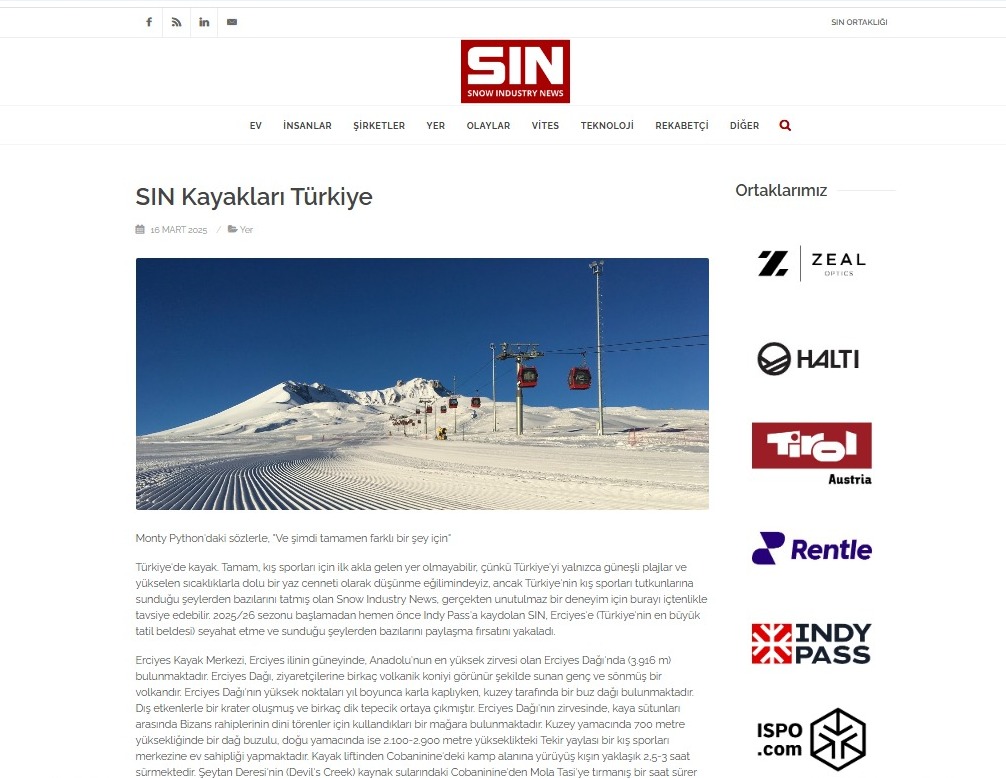 Erciyes Kayak Merkezi’nin Yabancı Yayınlardaki Yankısı Sürüyor