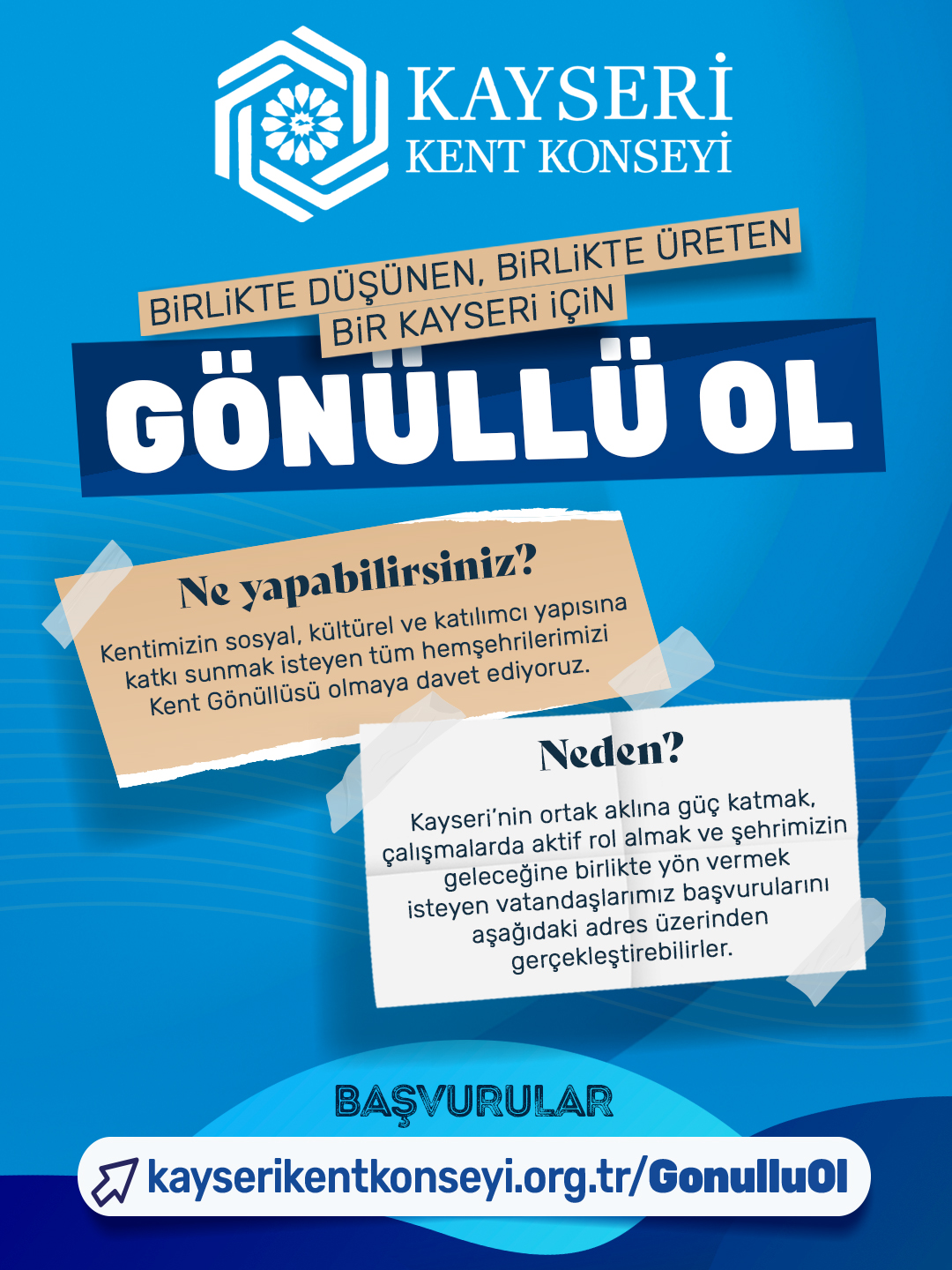 Kayseri Kent Konseyi’nde Gönüllere Dokunan Kent Gönüllüleri Başvuruları Başladı