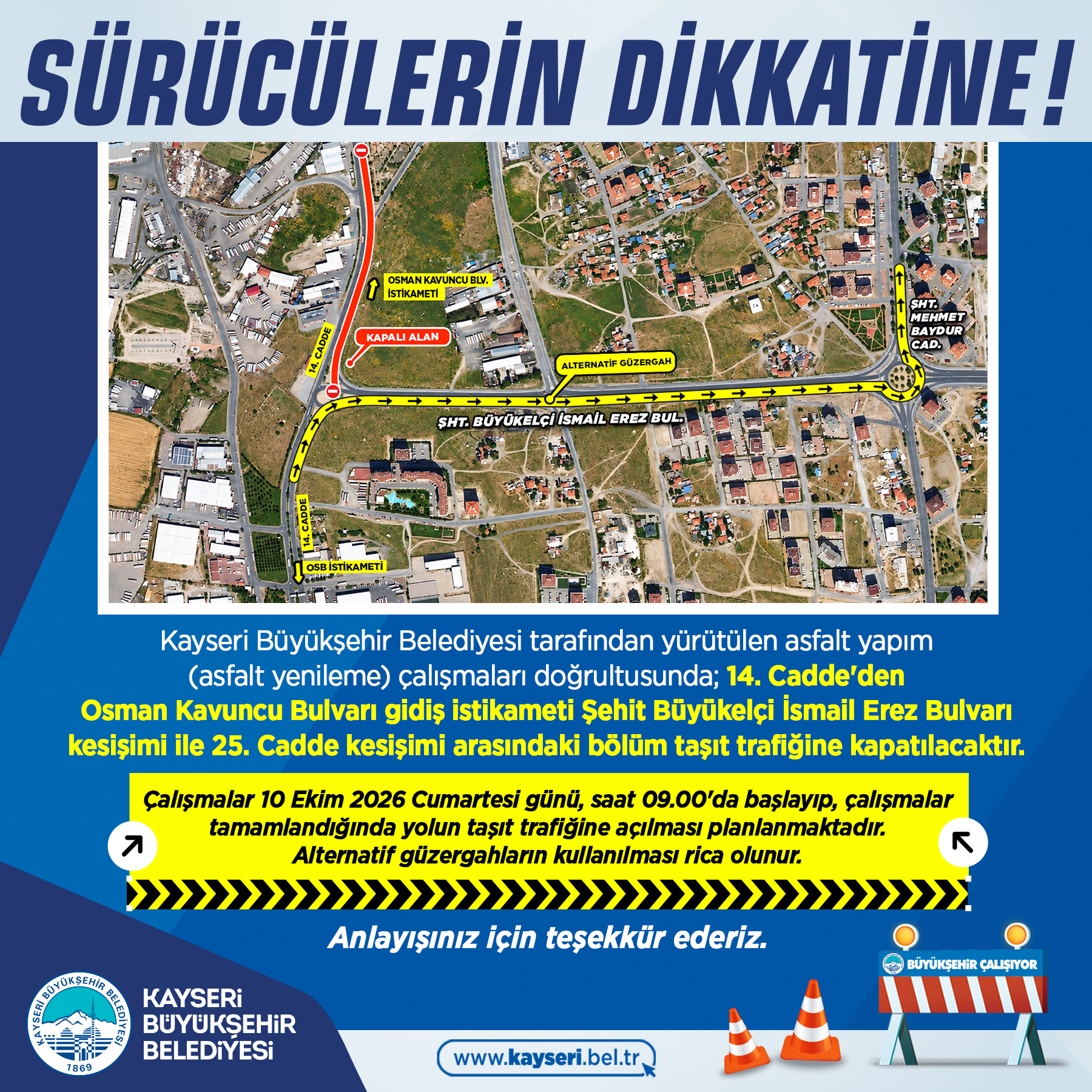 Büyükşehir’den Sürücülere Uyarı!