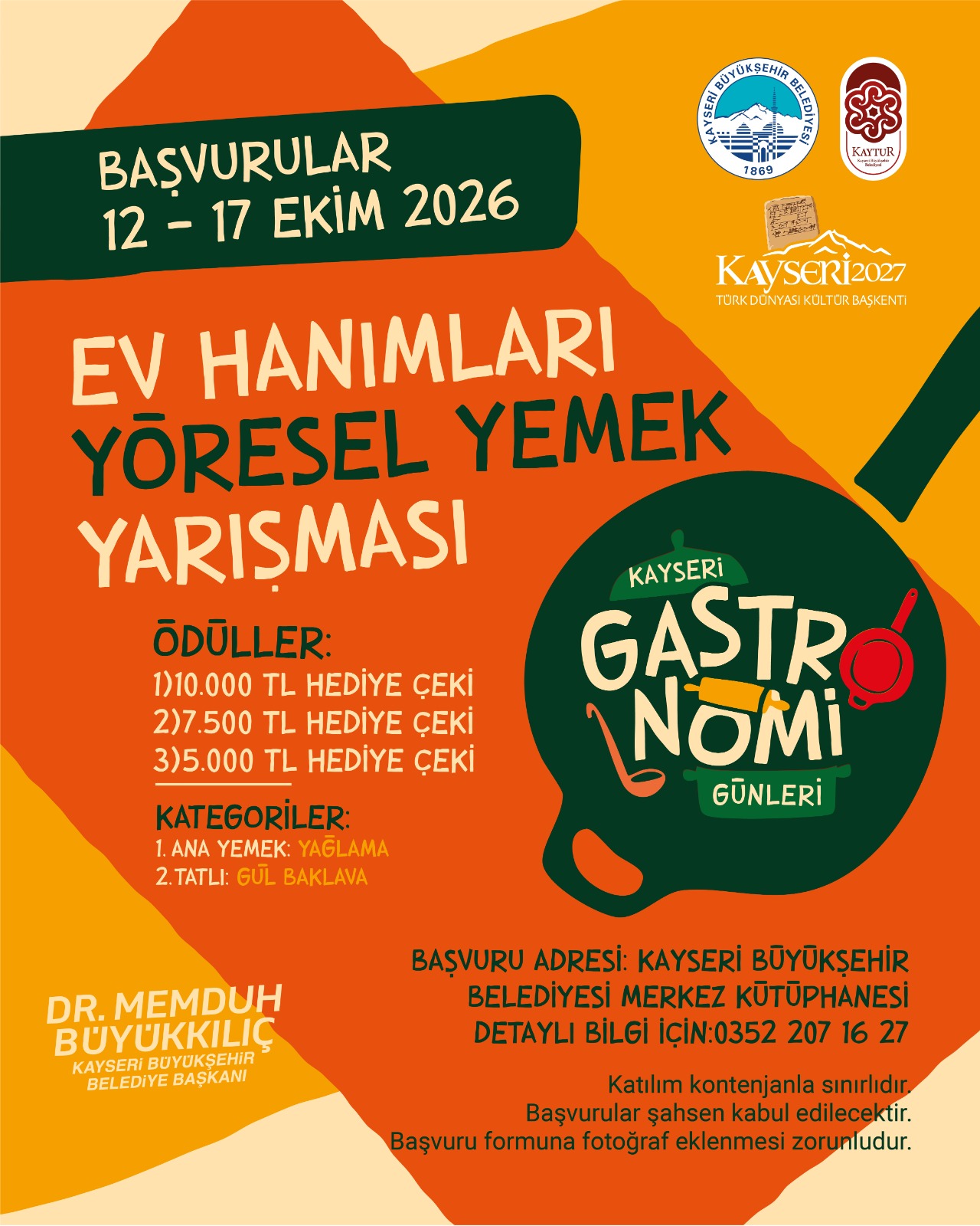 Kayseri Gastronomi Günleri’nde Ev Hanımları ve Minik Şefler Yarışacak