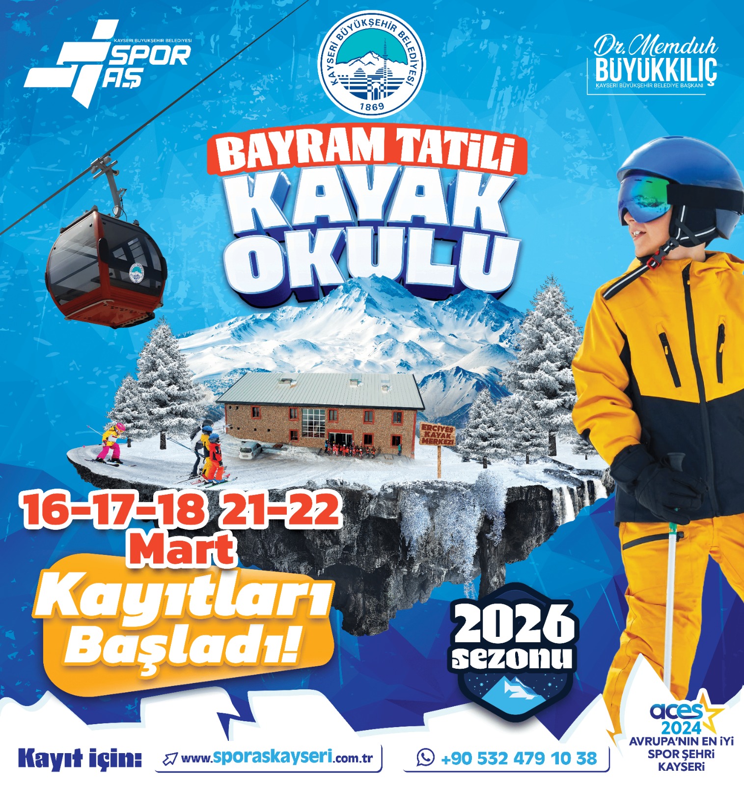 Büyükşehir Spor A.Ş.’den Bayrama Özel Erciyes Kayak Okulu Eğitimi