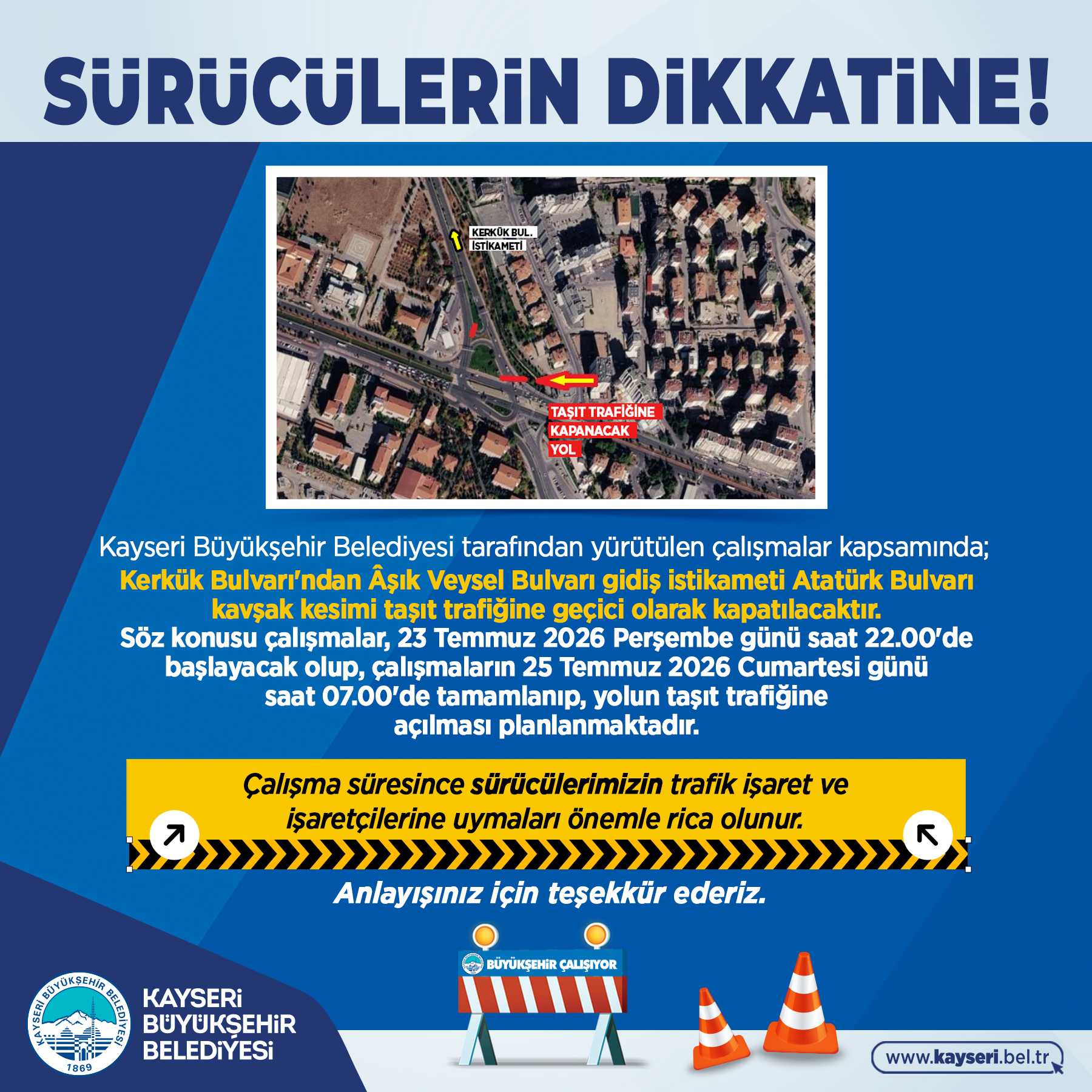 Büyükşehir’den Sürücülere Uyarı!