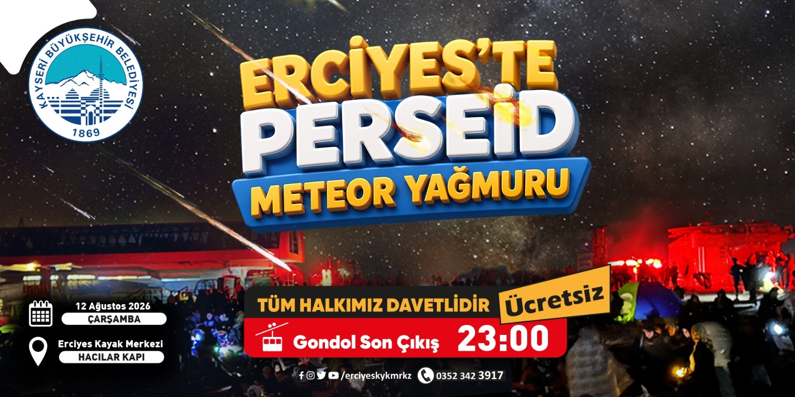 Büyükşehir, Gökyüzü Tutkunlarını Meteor Yağmuru Şöleni İçin Erciyes’te Buluşturacak