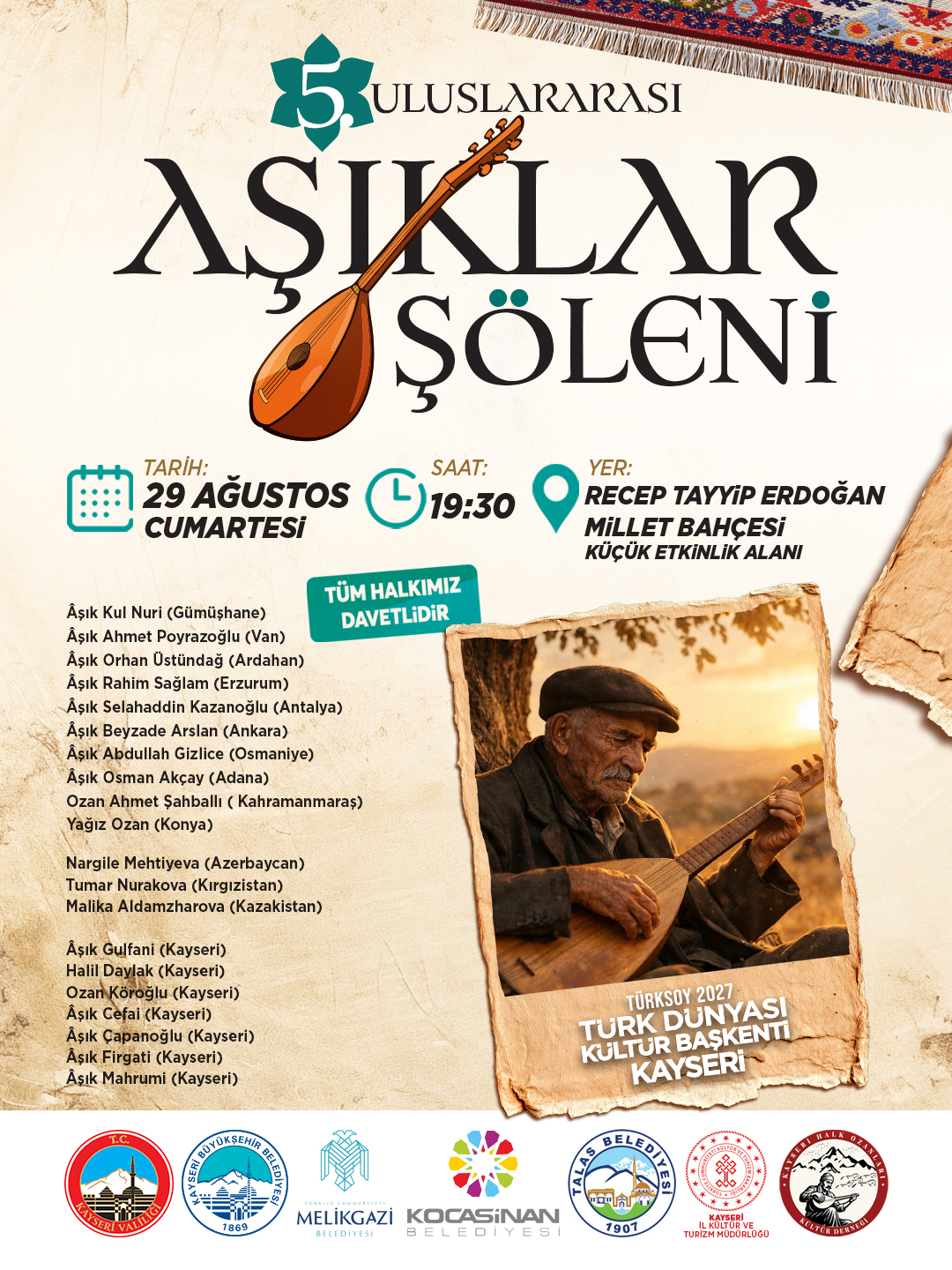 Büyükşehir ile Türk Dünyasının Âşık Geleneği Buluşuyor: 5. Uluslararası Âşıklar Şöleni’ne Davet