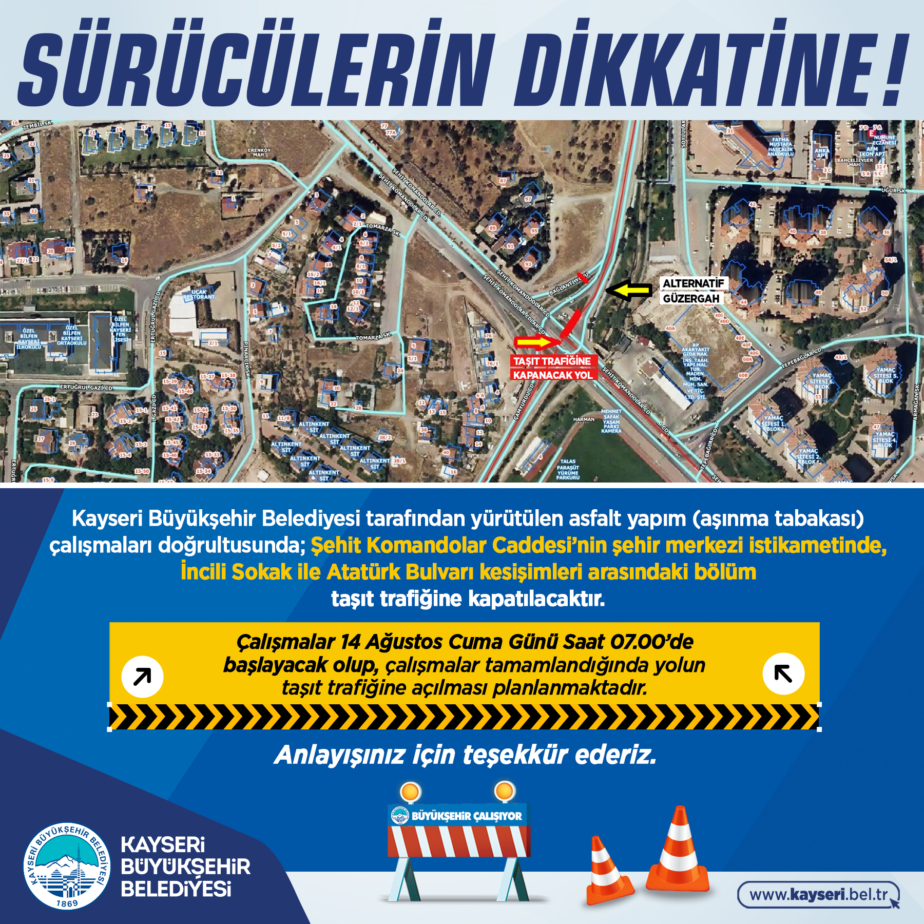Büyükşehir'den Araç Sürücülerine Uyarı
