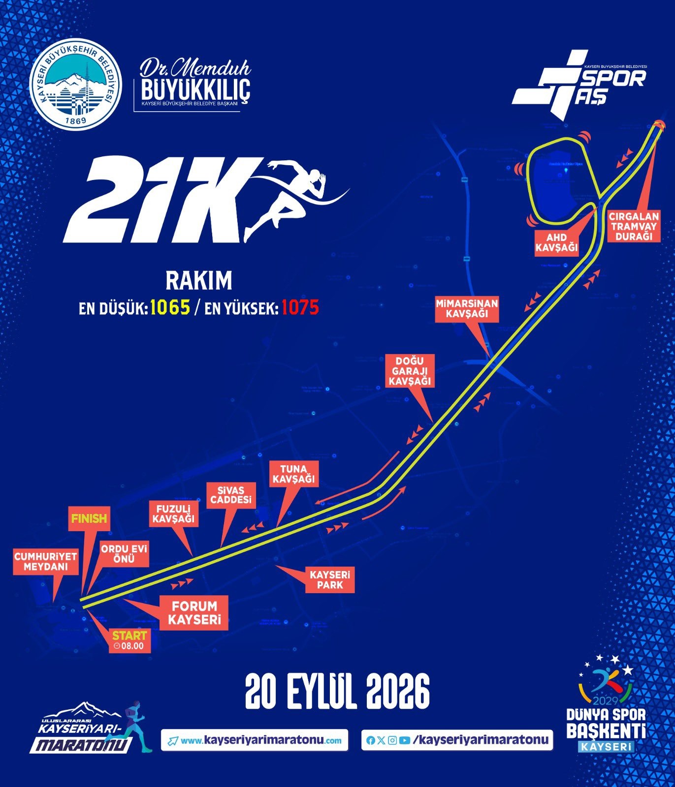 6. Uluslararası Kayseri Yarı Maratonu İçin Geri Sayım Sürüyor