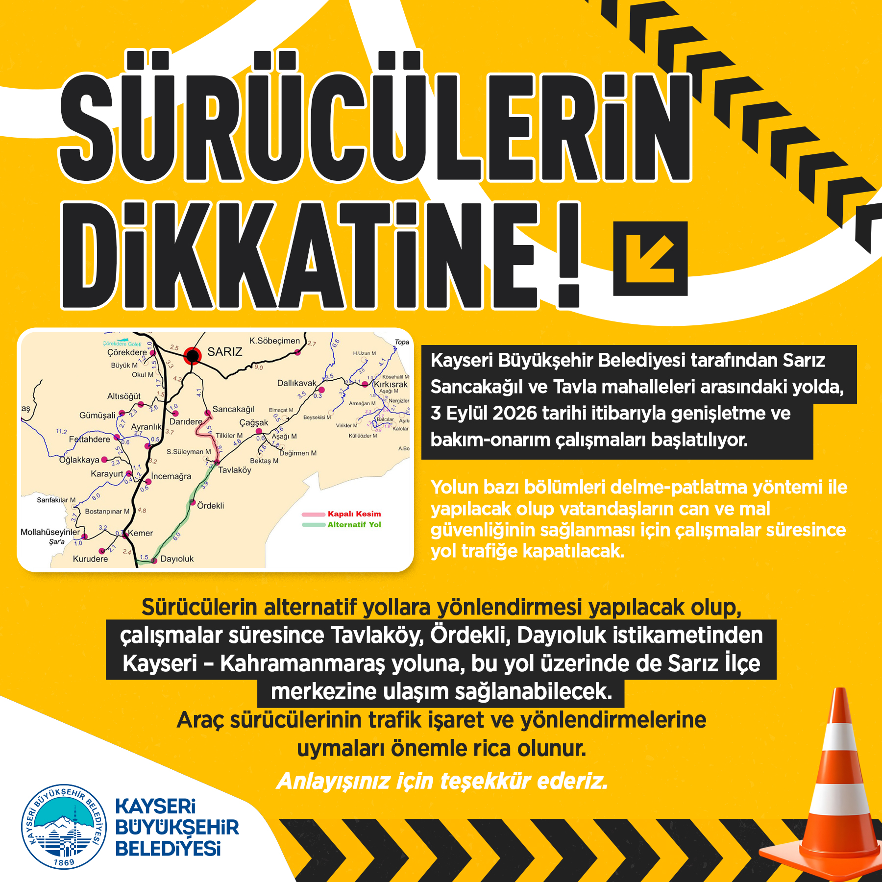 Büyükşehir'den Araç Sürücülerine Uyarı!