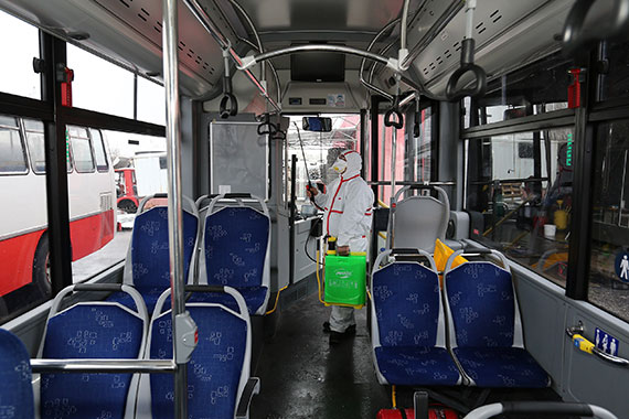Otobüsler Dezenfekte Ediliyor